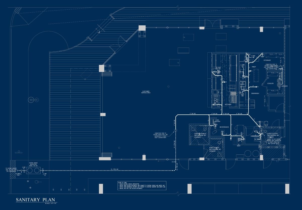 Full-Service Restaurant – Plumbing Plan
